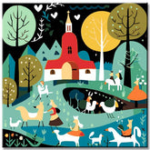 Folk Art on Picture Wall Stylish and Traditional Canvas Pictures for Your Wall Decoration 4-Panel